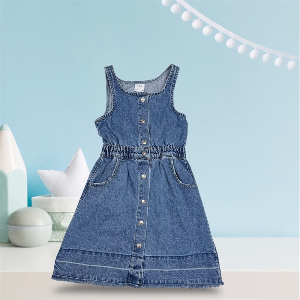 Zara Blue Denim Casual Kids Dress